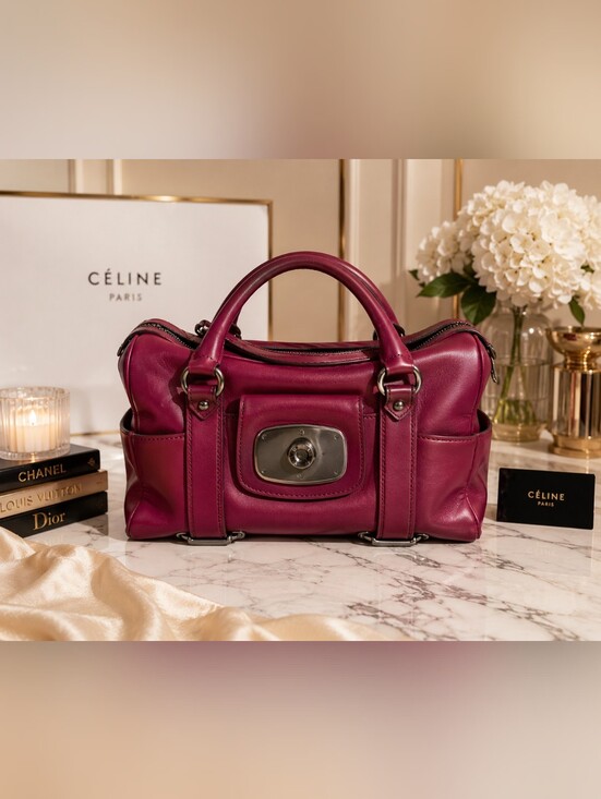 Celine Handbags - ✨️Vintage CELINE Burgundy Leather Boogie-Style Satchel ✨ NWOT